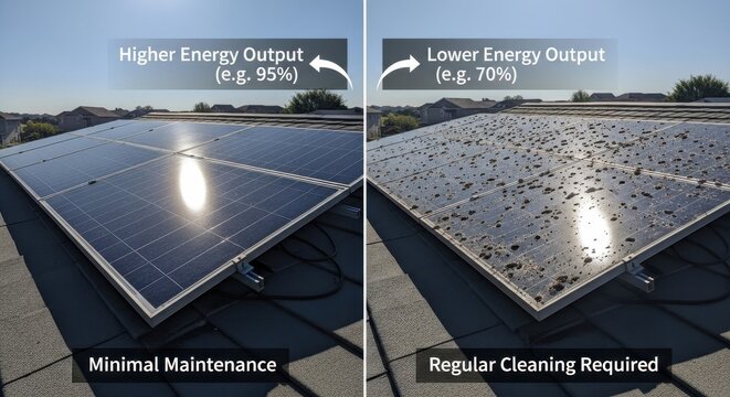 Solar Panel Efficiency Comparison with Maintenance Needs.