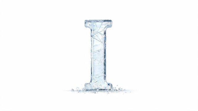 I Alphabet Hyper Realistic Ice Uppercase Letters Isolated on White Background
