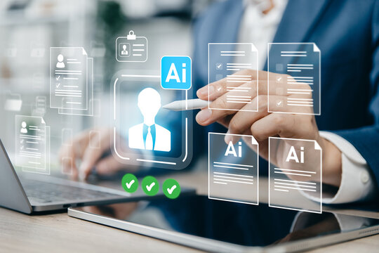 AI Candidate Screening on Laptop Interface
