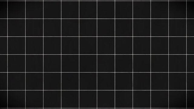 Abstract black pattern background with white grid lines forming square tiles, a seamless loop motion graphic