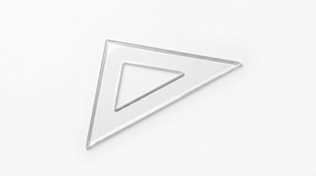 Transparent Acrylic Set-Square Triangle on White Background