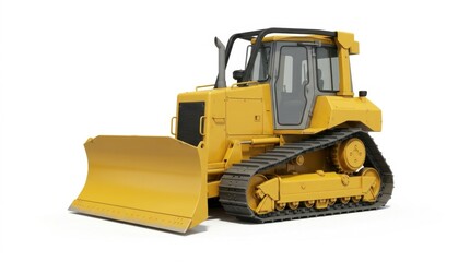 Obraz premium Yellow Bulldozer on White Background