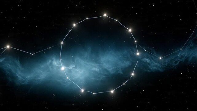 Abstract cosmic star constellation loading gif with blue nebula