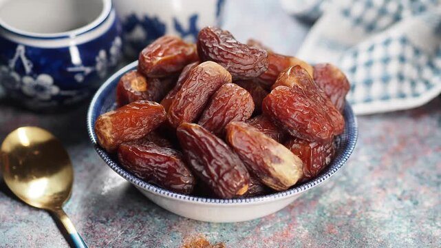 Delicious dates displayed in a beautiful bowl