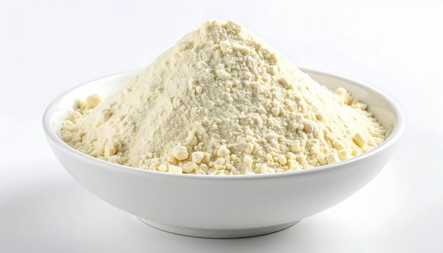 Natural Sago Flour in White Bowl Isolated on White Background