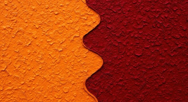 Abstract Textured Gradient with Wavy Orange and Red Divide.