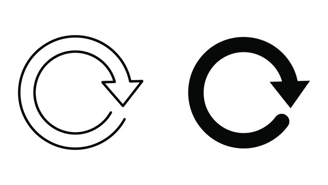 Circular refresh arrow reload vector icon set with circular rotation interface