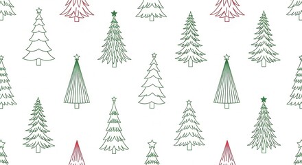 Obraz premium Hand Drawn Christmas Trees Pattern Background Design.