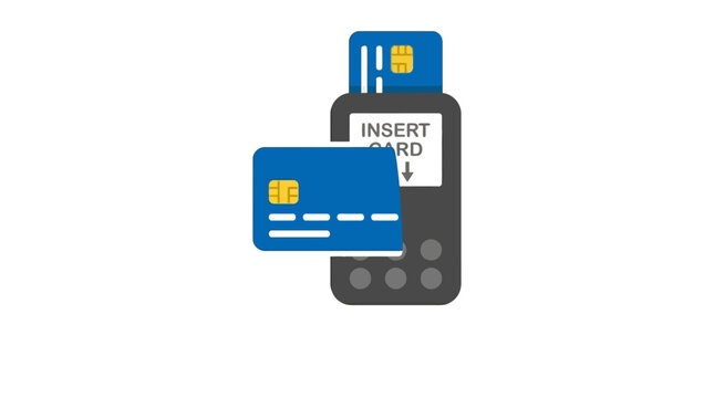 POS terminal and credit card payment processing icon.