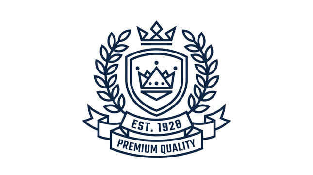 Premium quality shield emblem with crown and laurel wreath