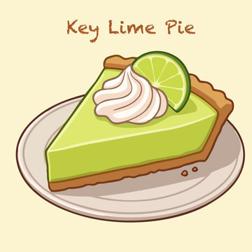 Key Lime Pie Slice Flat Vector Dessert Illustration