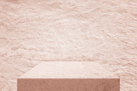 Minimalist Rose Gold Stone Podium Platform for Product Display and Branding Showcase.