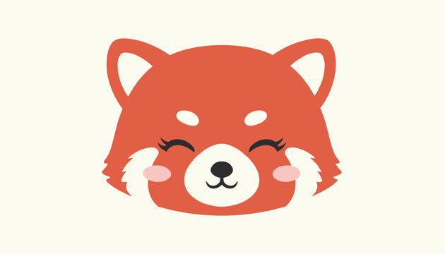 Adorable smiling red panda face with cute rosy cheeks, illustrated in a clean vector style on warm cream backdrop.