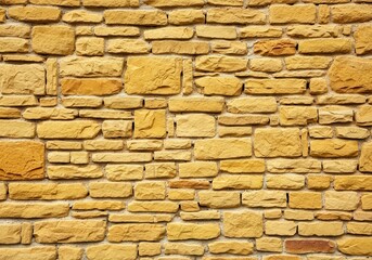 Fototapeta premium Textured Yellow Stone Brick Wall Background Pattern.