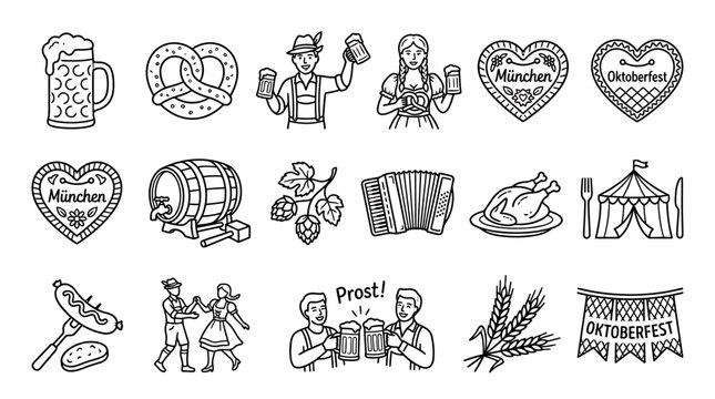 People enjoy a traditional German beer festival with food and drinks outdoors