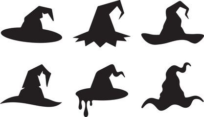Obraz premium Set of different witch hats stock illustration