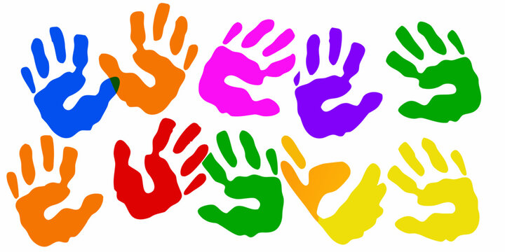 Colorful handprints on a white background vector illustration
