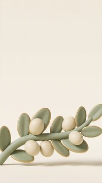 Olive Branch with Olives and Leaves Minimal Design