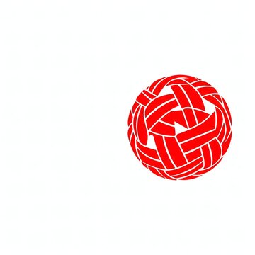 Sepak Takraw Ball Icon in Red Flat Design