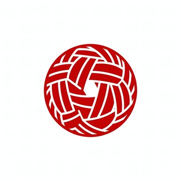 Sepak Takraw Ball Icon Featuring Red Woven Rattan Texture