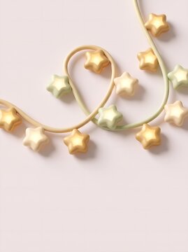 Star Lights Fairy String Glowing on Soft Pastel Background