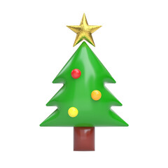 Fototapeta premium クリスマスツリーのシンプルでかわいい3Dカラーイラスト