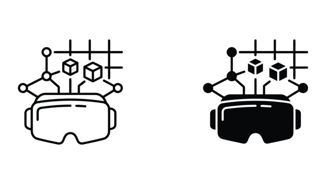 Virtual reality headset icon for metaverse and digital simulation concept