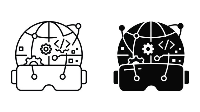 Virtual reality coding development software icons with software, development