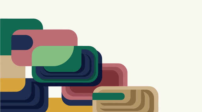 Abstract vector graphic illustration featuring layered rounded rectangles with vibrant colors and geometric patterns created for modern digital design projects