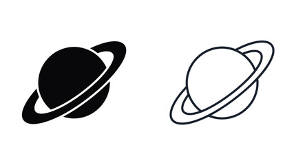 Saturn Icons Set – Planet, Rings, Space, Astronomy © Nex