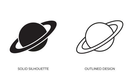 Saturn Icons Set – Planet, Rings, Space, Astronomy © Nex