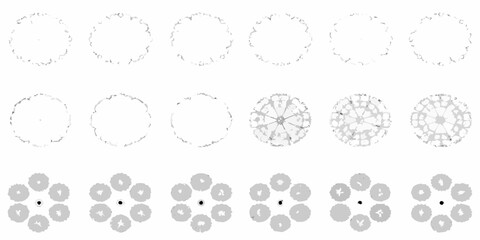 top down tree plan views in grayscale silhouette view landscape architecture design pattern nature botany arboriculture forest ecology environment outdoor © Lalin