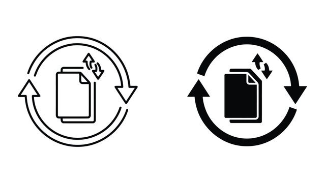 File synchronization icon set with refresh arrows and document symbols, document