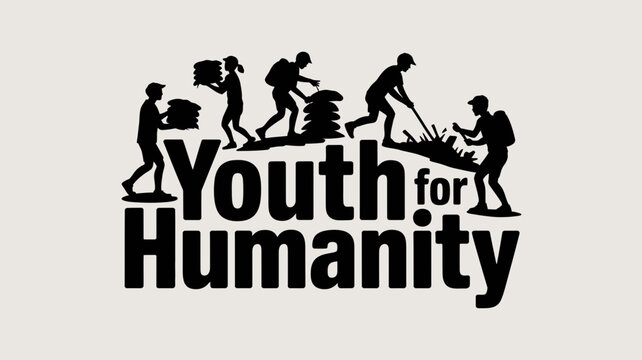 Youth for humanity logo with silhouettes helping