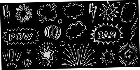 Comic Book Speech Bubbles And Explosions White Vector Illustration © Rathindranath