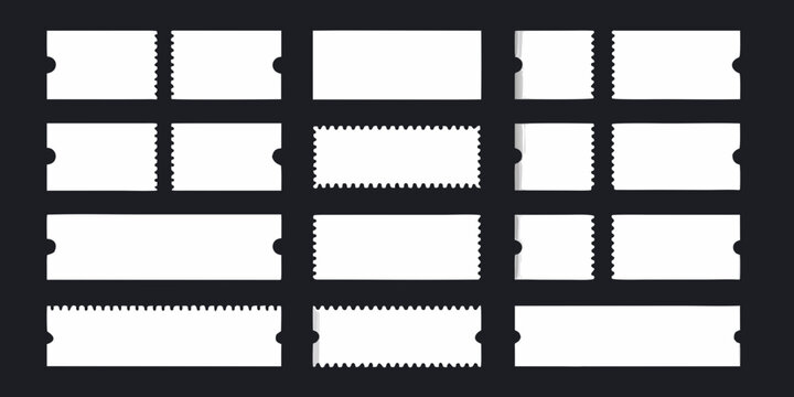 set of blank white ticket stubs and coupons with perforated edges tickets stub collection coupon event admission