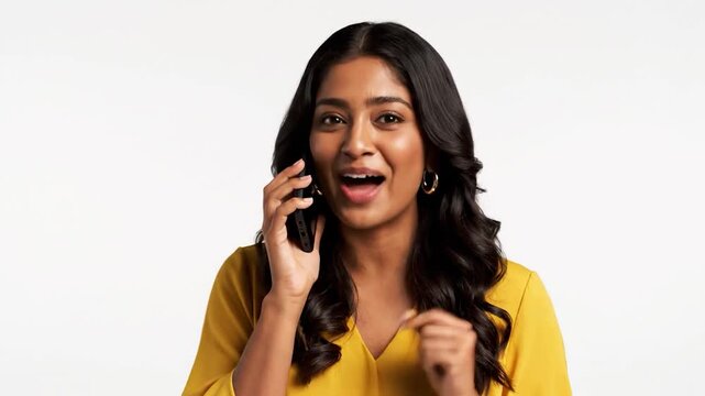 A stylish person in a yellow top poses against plain backdrop