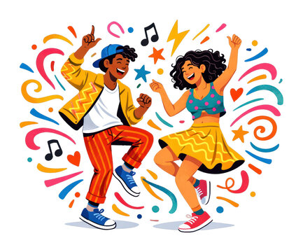 PNG Joyful dance celebration illustration.