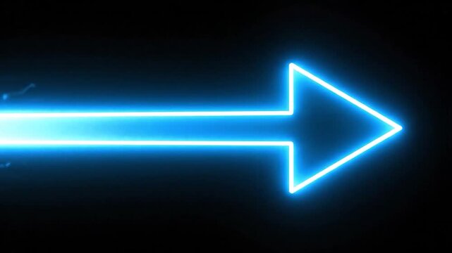 Neon arrow lights the dark path, guiding viewers forward steadily