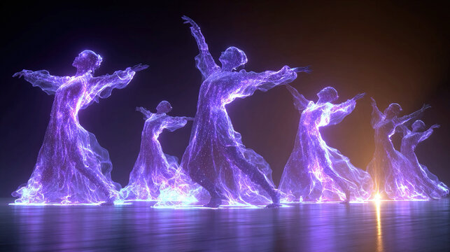 Digital dance concepts interactive AI dashboards digital overlays futuristic immersive performance graphics motion capture simulation creative choreography visualization