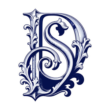 Decorative illustration of an ornate calligraphic letter