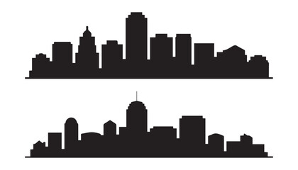 Fototapeta premium black and white silhouette set of city building very high quality vector illustration.