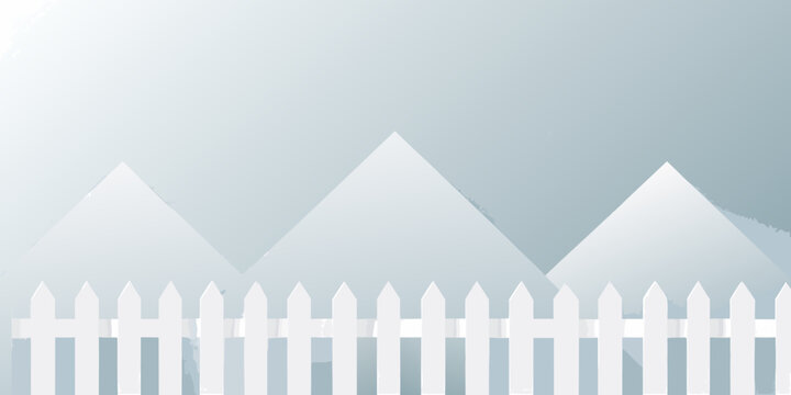 White Picket Fence Against Mountain shaped Background Vector Illustration