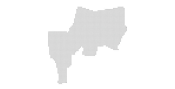 Digital halftone pixel map silhouette of Nigeria country.