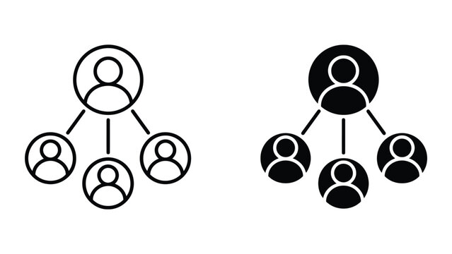 Organization hierarchy and team structure icon set with hierarchy, organization