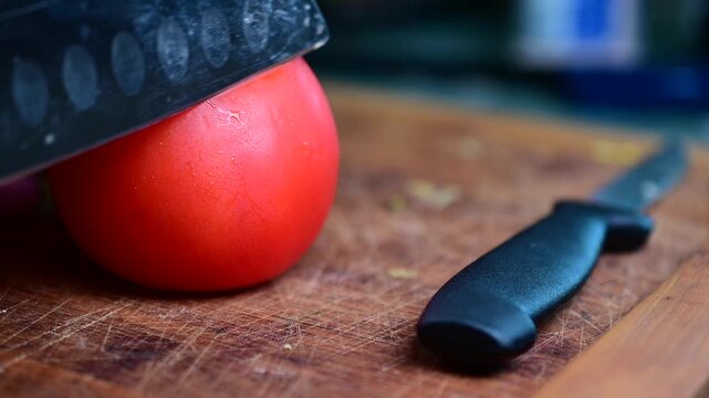 Copy space ripe tomato macro food close up, background backdrop authentic kitchen food backgrounds