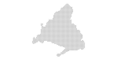 Obraz premium Dotted geographic region map made of monochrome halftone dots.