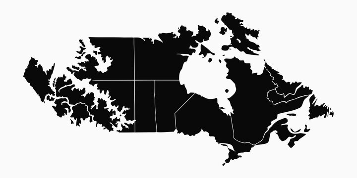 Map Of Canada Showing Provincial And Territorial Boundaries Silhouette