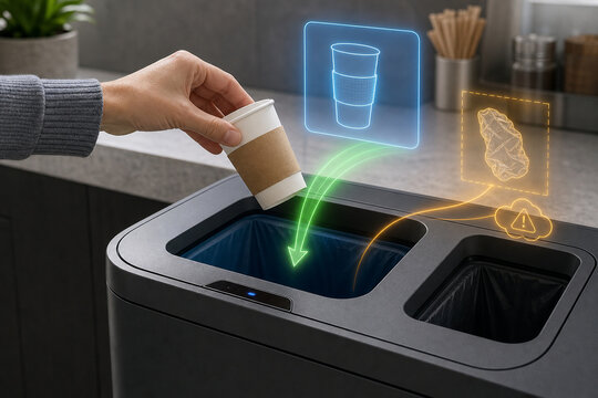 Smart waste sorting bin overlay