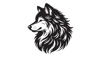 black and white silhouette of wolf head very high quality vector illustration. © dinesh